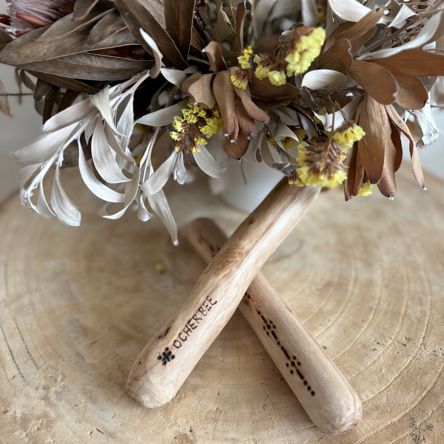 Clap Sticks - Hand Crafted Hand Burnt Wood design (Uncoated)