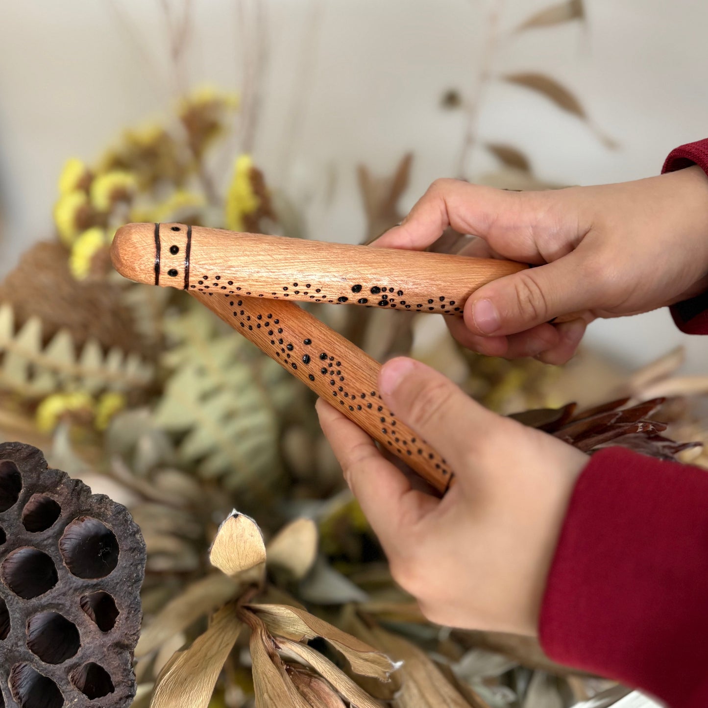 Decorated Baby Clapsticks by Ocher Bee