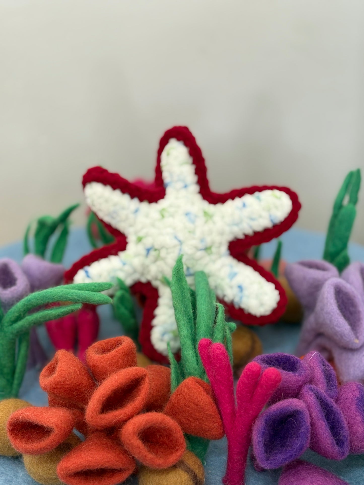 Hand-Crocheted Plush Starfish (Medium Maroon)