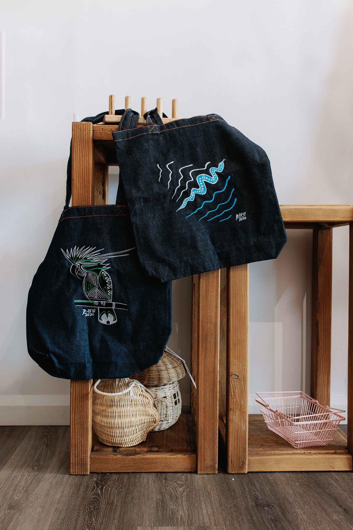 Denim bag with Image (Cockatoo left only)