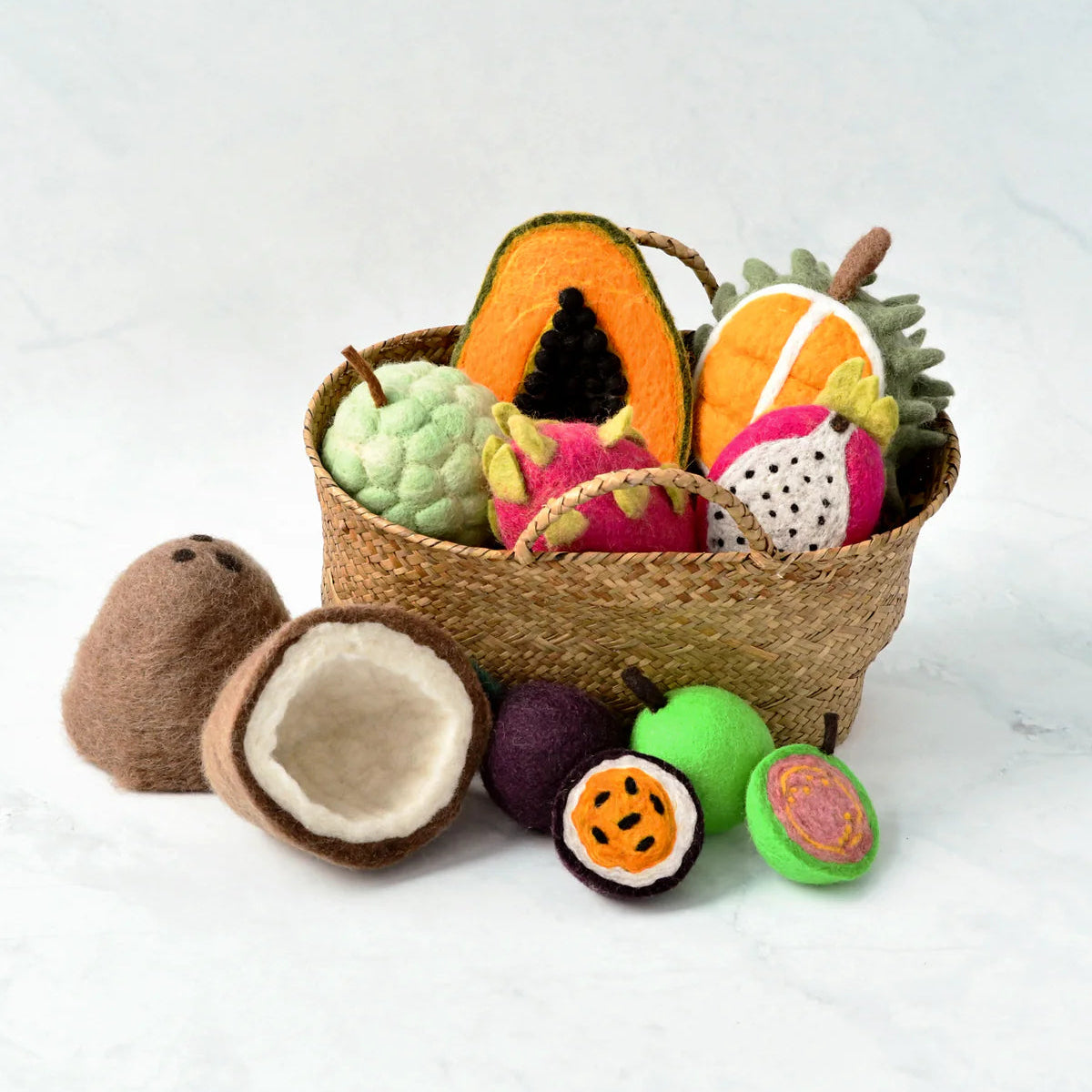Felt Tropical Fruits Play Food Set (Set of 11 pieces)