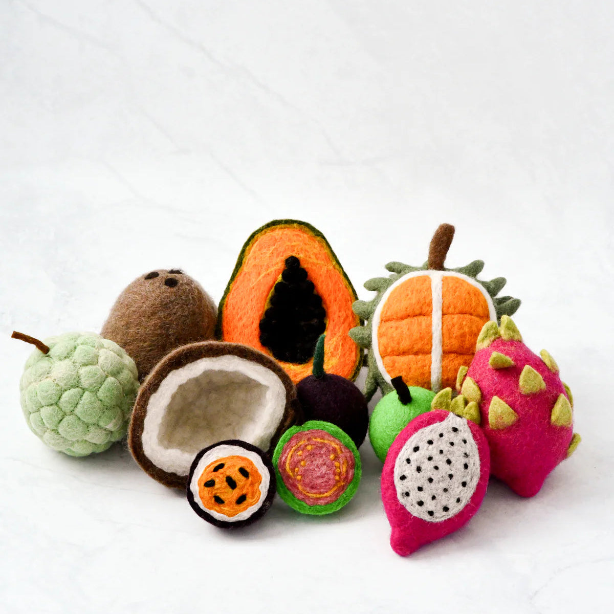 Felt Tropical Fruits Play Food Set (Set of 11 pieces)