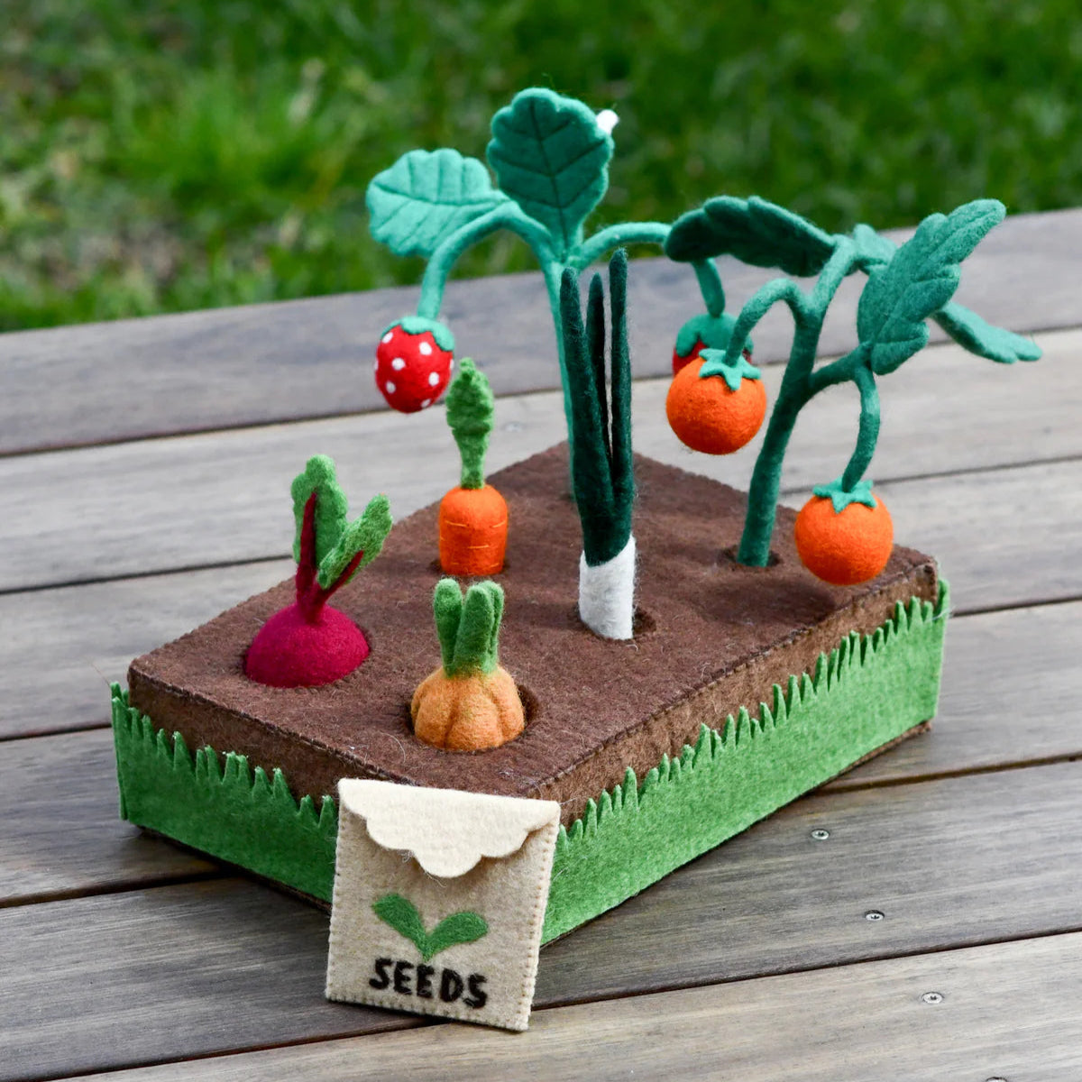 Felt Planter Box with Plants and Vegetables