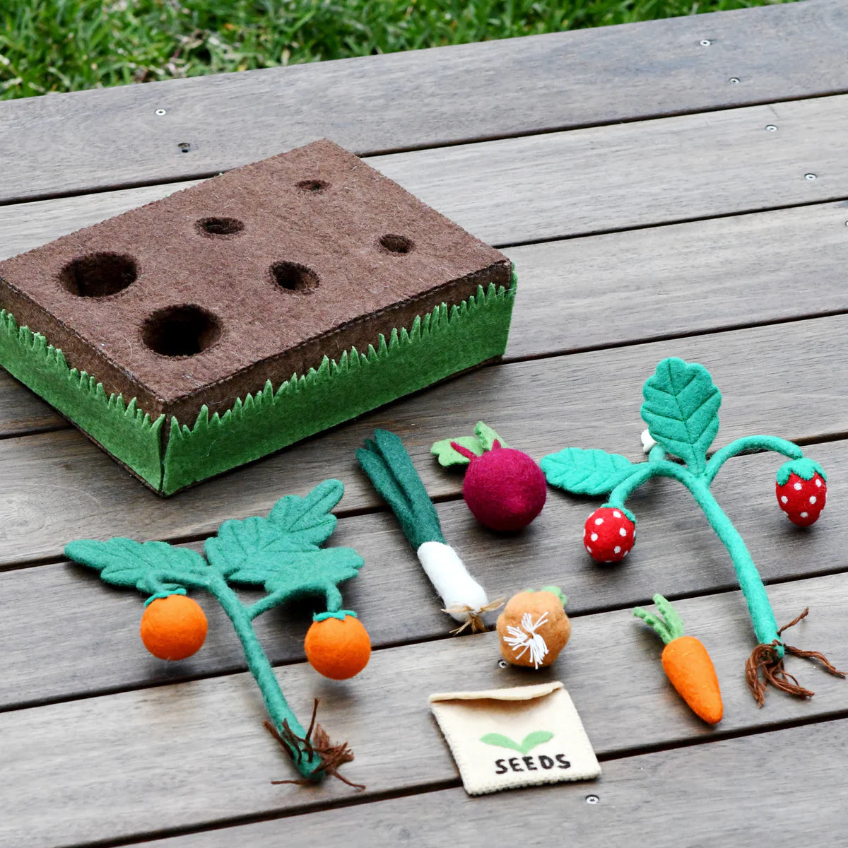 Felt Planter Box with Plants and Vegetables