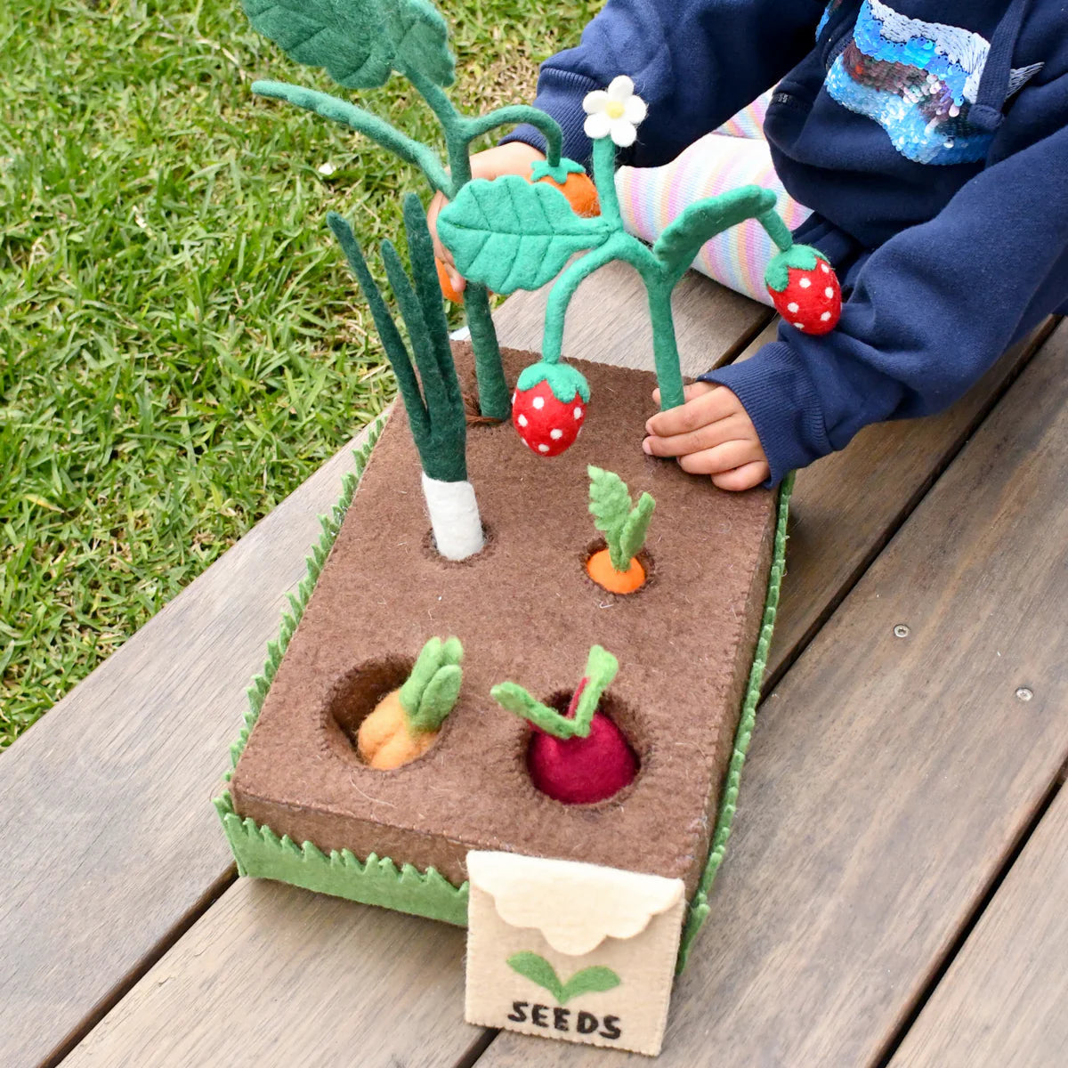 Felt Planter Box with Plants and Vegetables