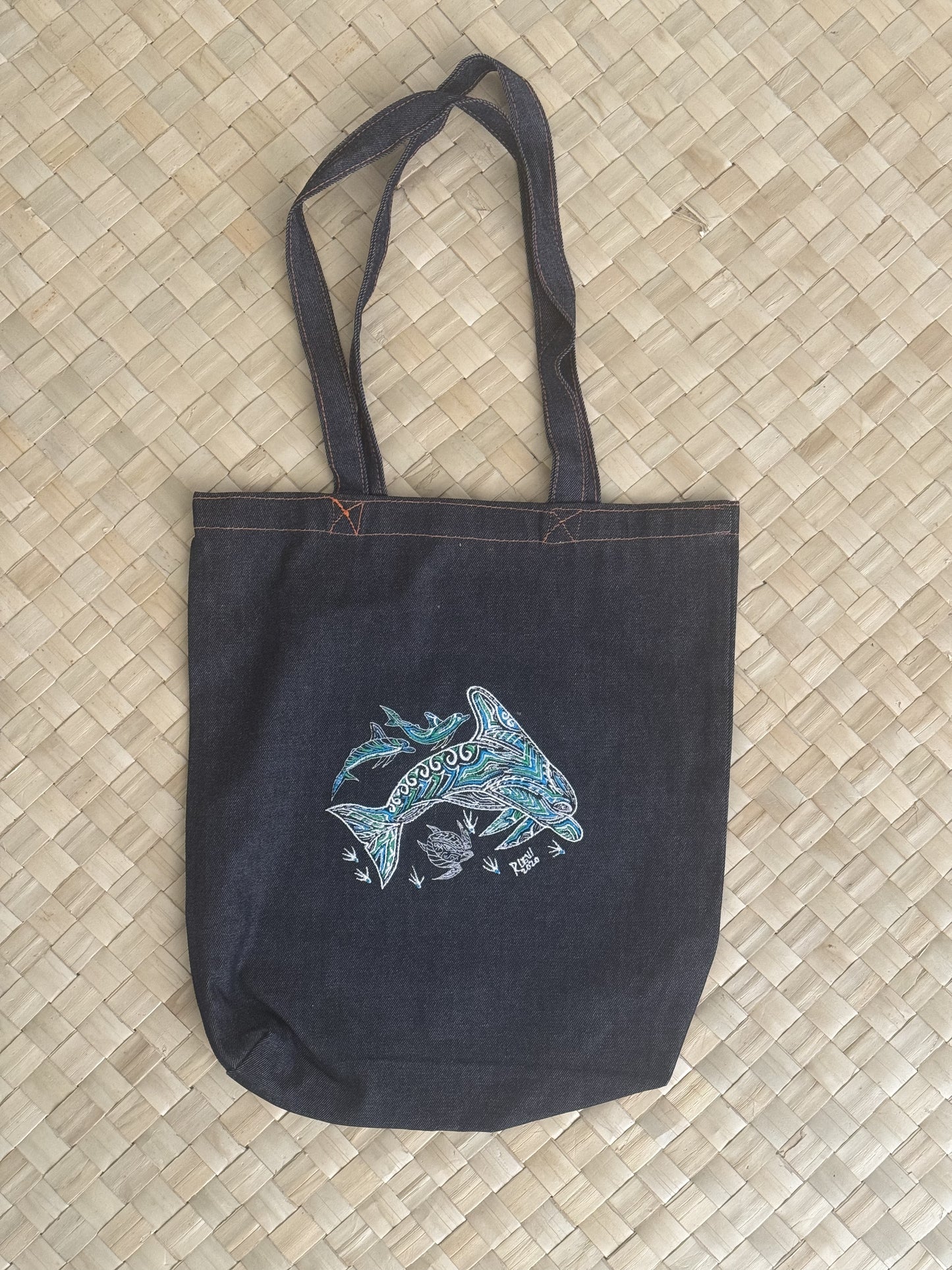 Denim bag with Image (Cockatoo left only)