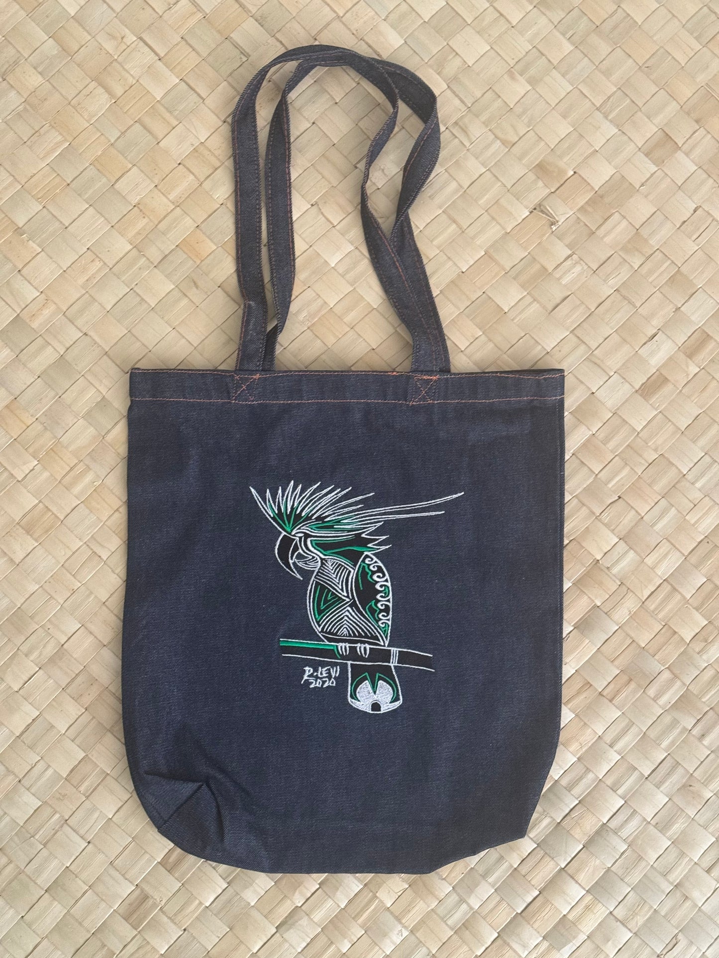 Denim bag with Image (Cockatoo left only)