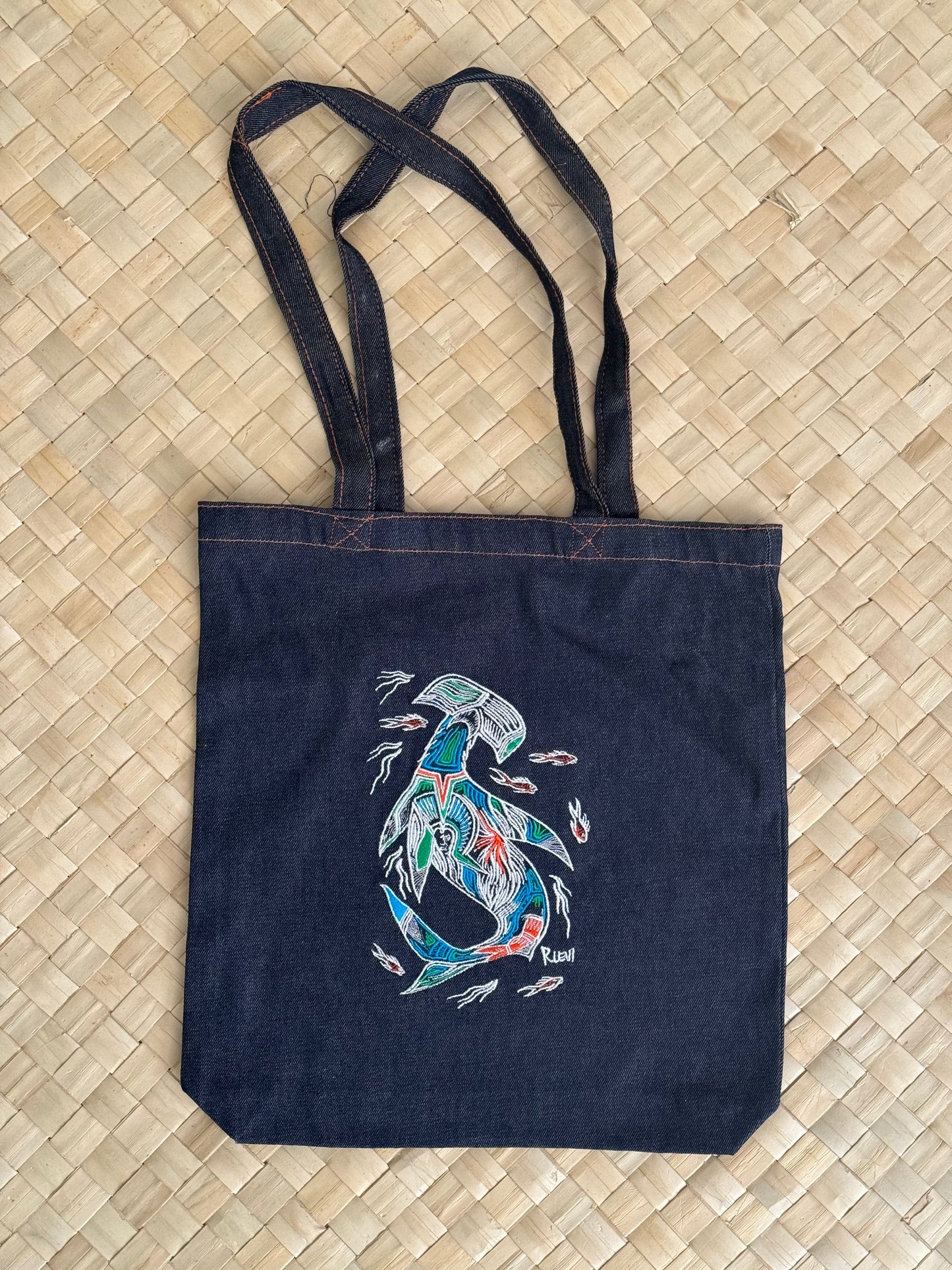 Denim bag with Image (Cockatoo left only)