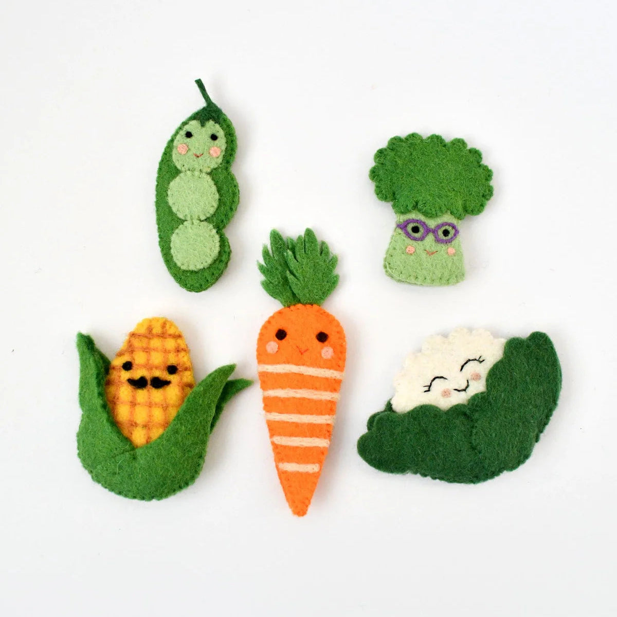 Felt Vegetables Finger Puppets Set