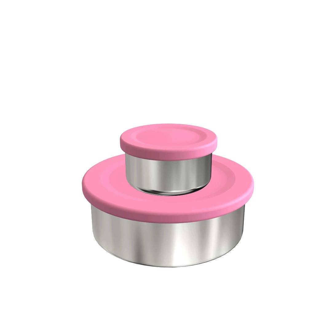 Stainless Steel Snack Pots: Pink Rose