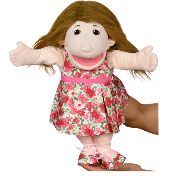 Jane - Pastel Checkered Girl Hand Puppet from Australia (Cultural Edition)