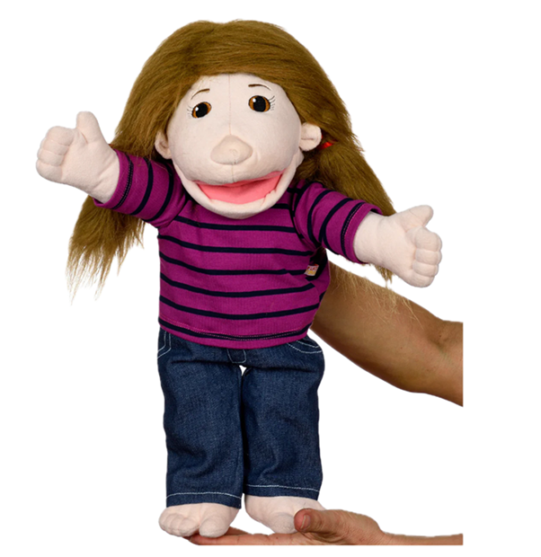 Jane - Pastel Checkered Girl Hand Puppet from Australia (Cultural Edition)