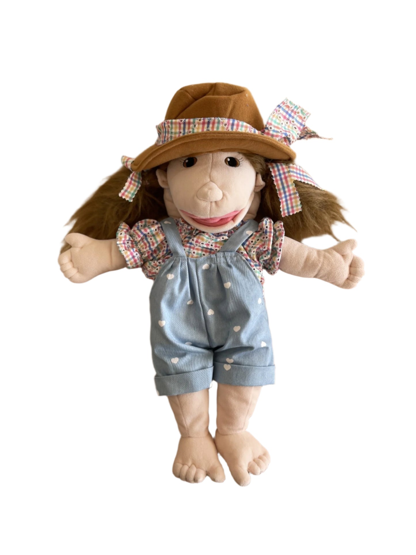 Jane - Pastel Checkered Girl Hand Puppet from Australia (Cultural Edition)