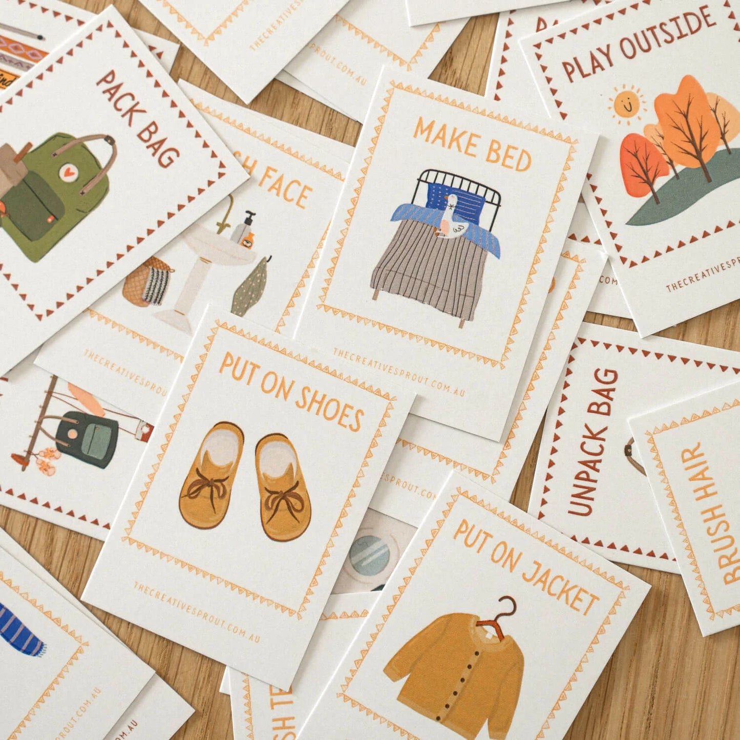 72 Daily Routine Cards + Display Stand for Kids by The Creative Sprout