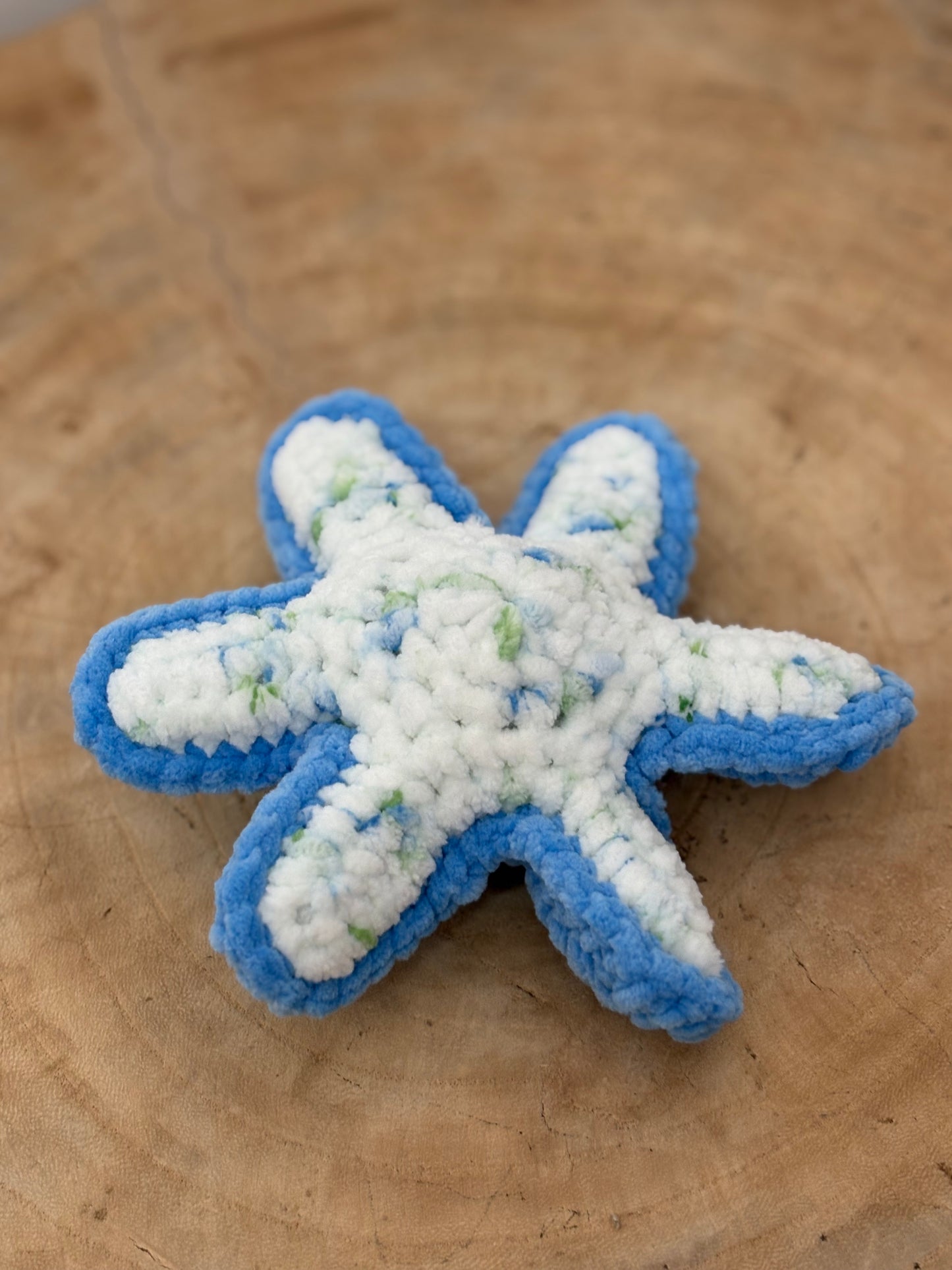 Hand-Crocheted Plush Starfish (Blue)