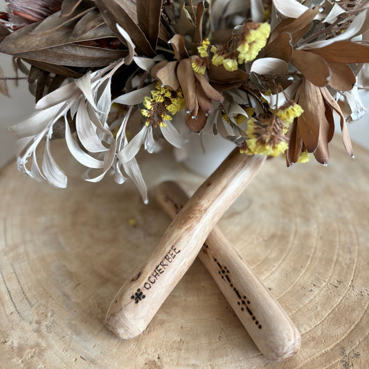 Clap Sticks - Hand Crafted Hand Burnt Wood design (Uncoated)