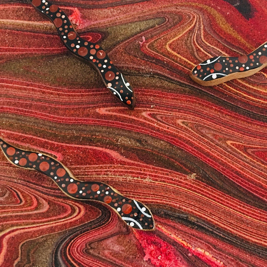 Snake Handpainted & Engraved Set of 2