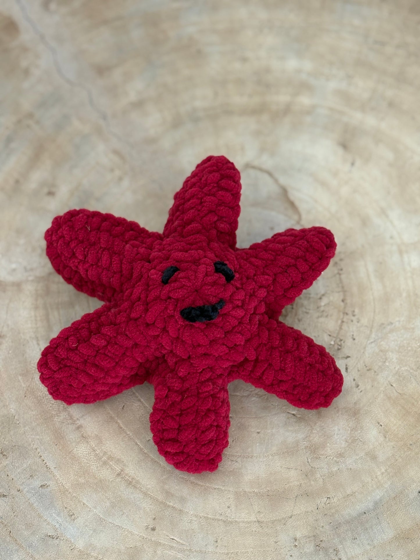 Hand-Crocheted Plush Starfish (Medium Maroon)
