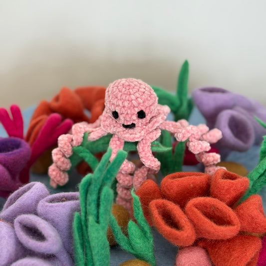 Hand-Crocheted Plush Octopus (Pink)