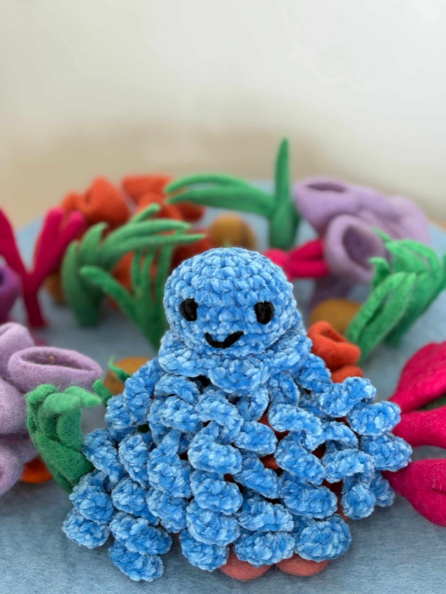 Hand-Crocheted Plush Octopus (Blue)