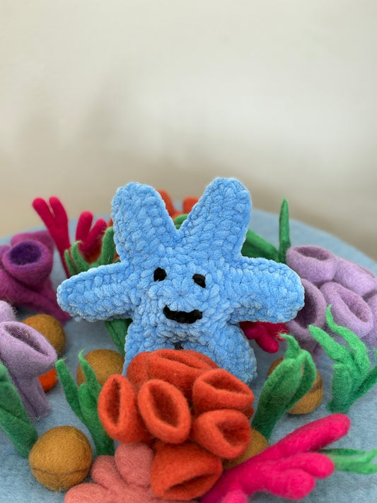 Hand-Crocheted Plush Starfish (Blue)