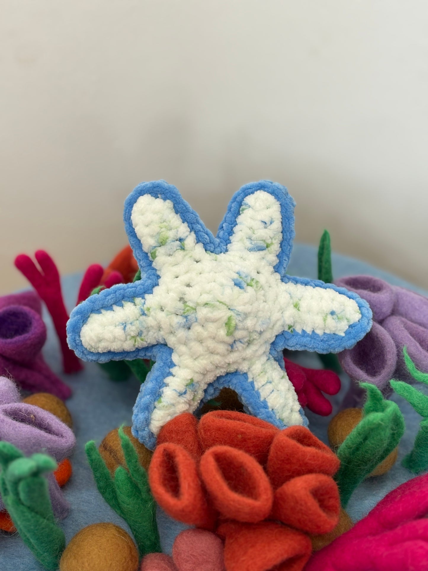 Hand-Crocheted Plush Starfish (Blue)