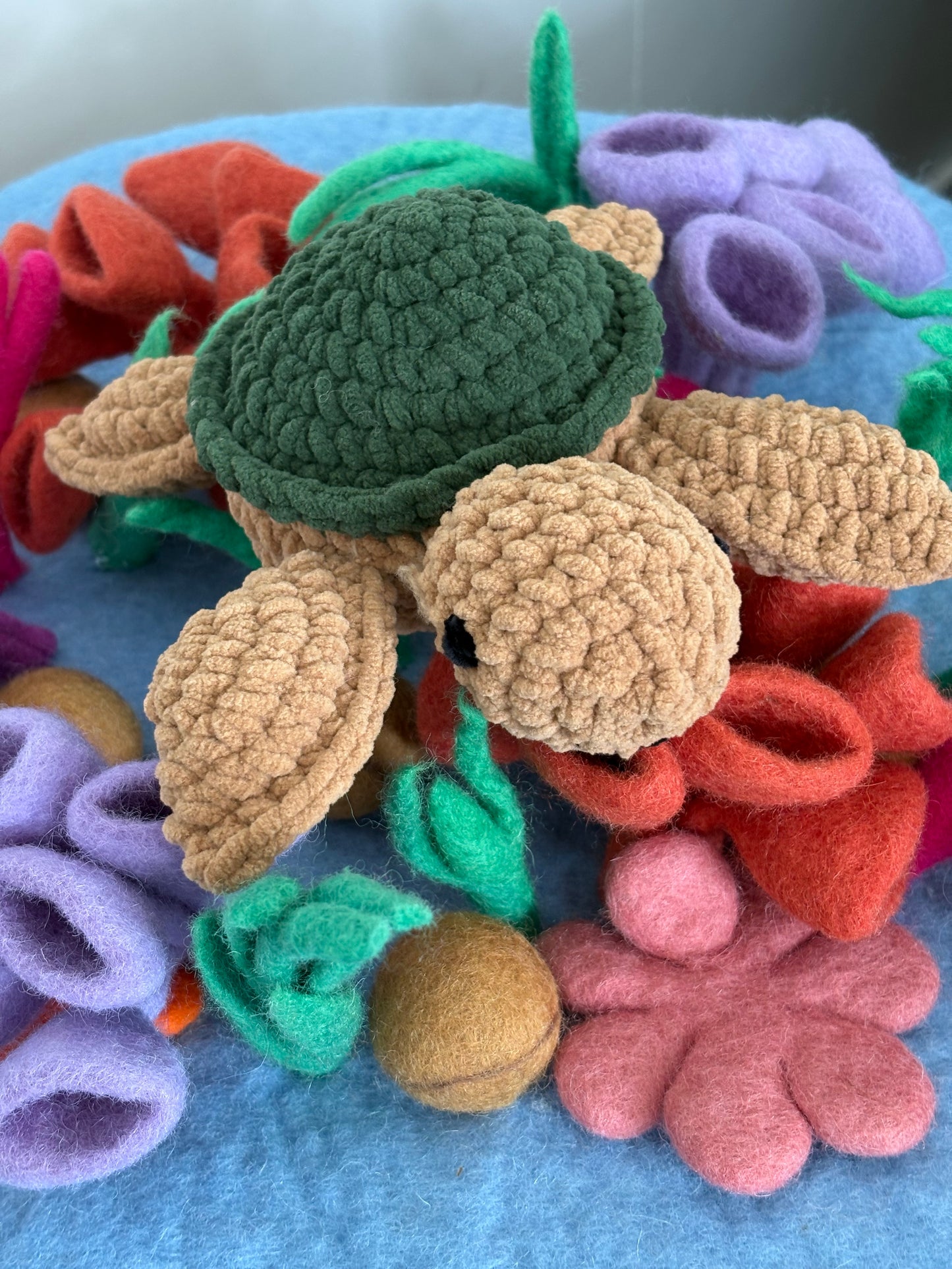 Hand-Crocheted Plush Turtle (Brown Sparkles)