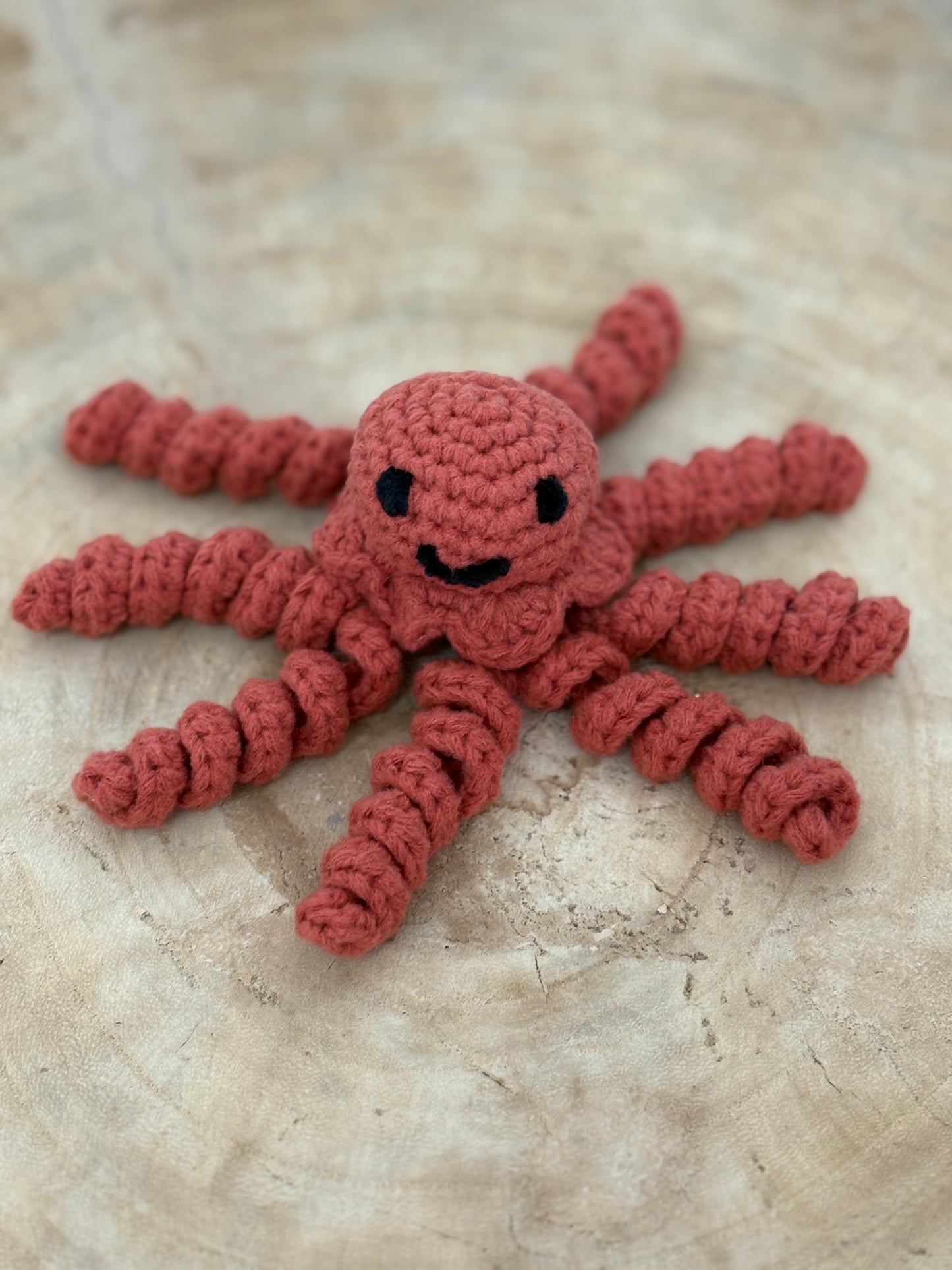 Hand-Crocheted Plush Octopus (Orange)
