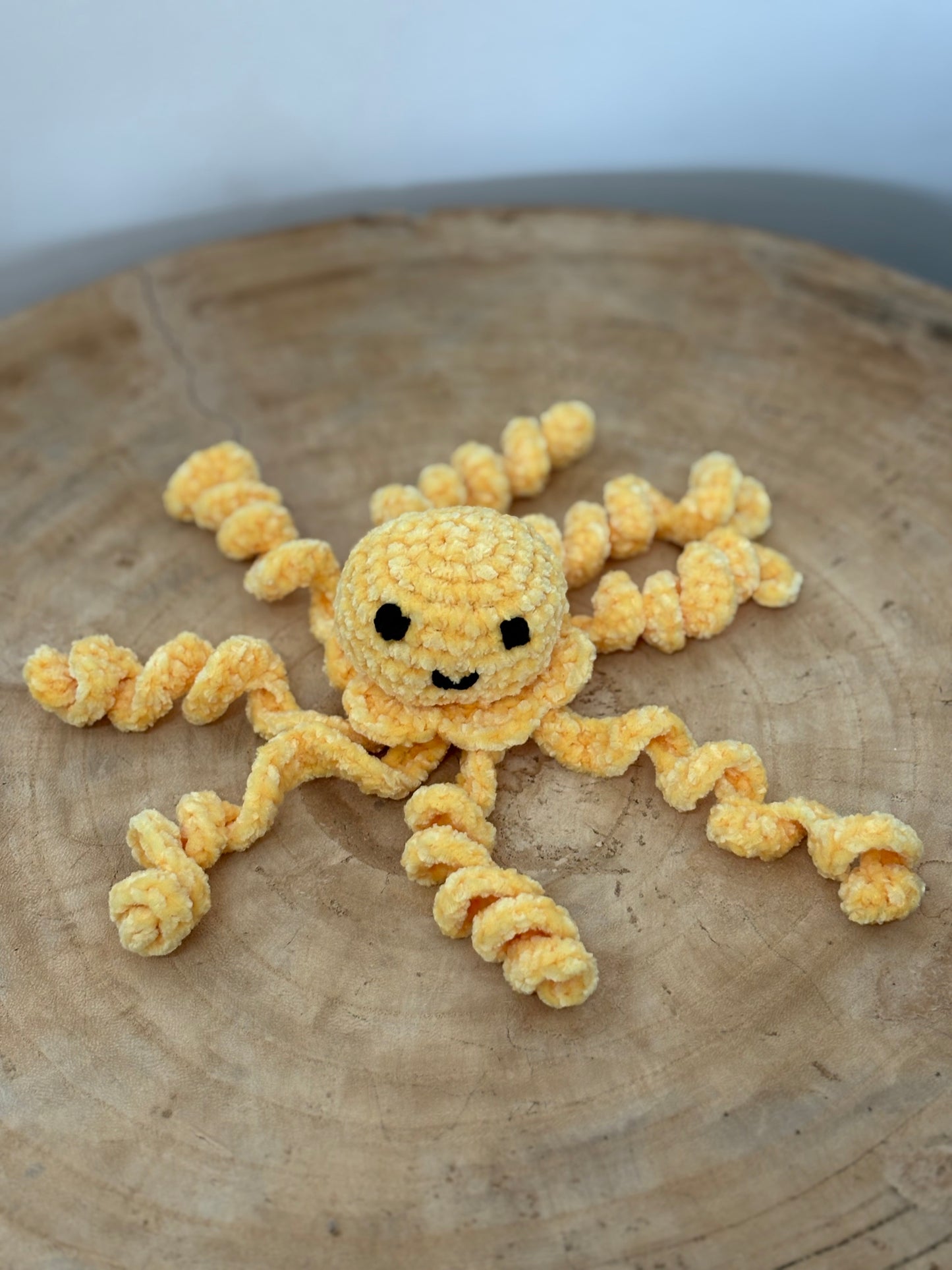 Hand-Crocheted Plush Octopus (Yellow)