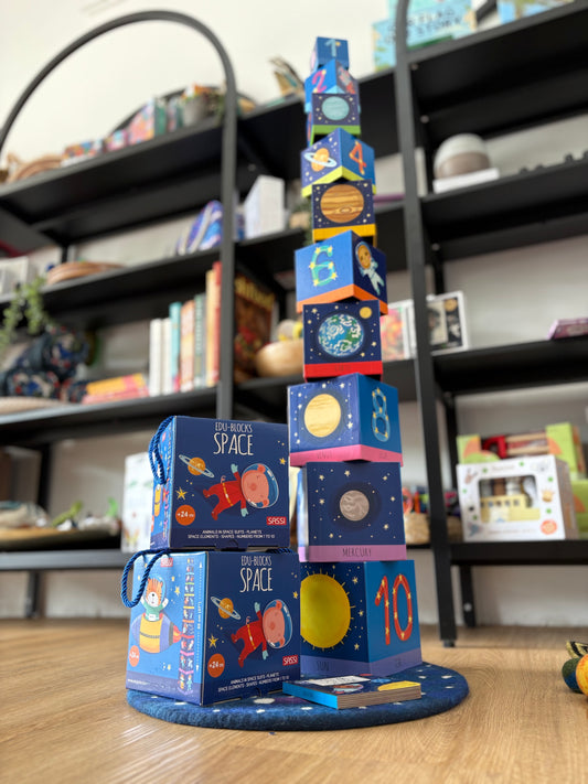 Sassi Edu Space Stacking Blocks & Book Set, 10 piece