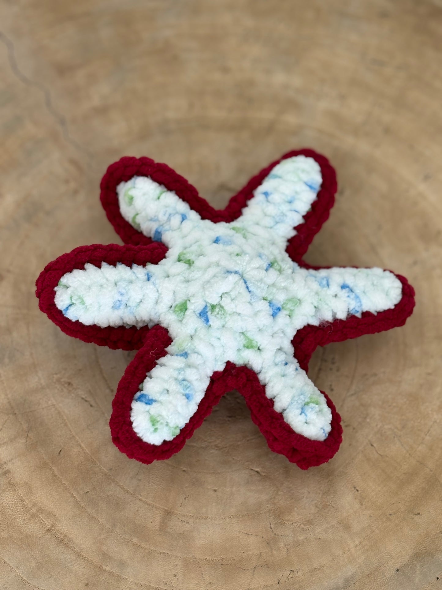 Hand-Crocheted Plush Starfish (Medium Maroon)