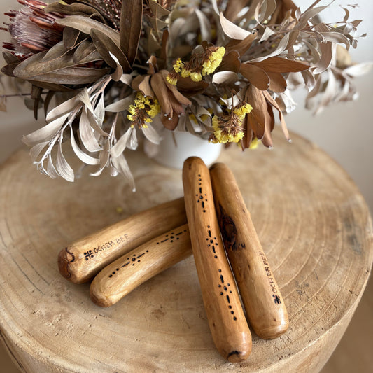 Clap Sticks - Hand Crafted Hand Burnt Wood design (Coated)