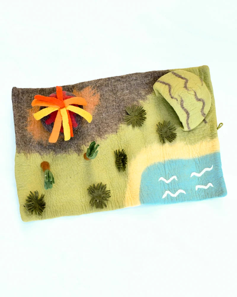 Large Dinosaur Land with Volcano Play Mat Playscape