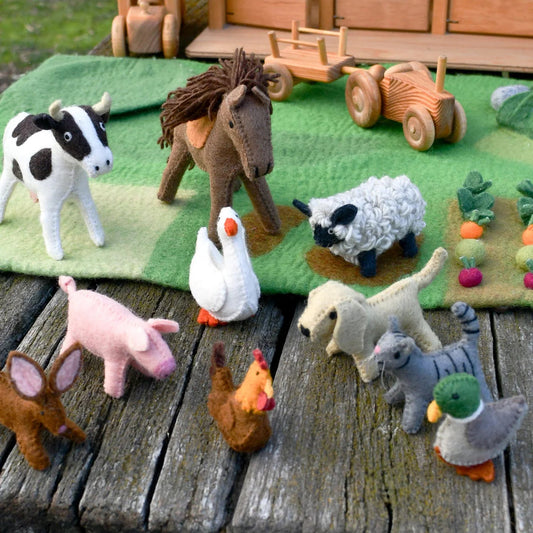 Felt Farm Animals Toys Set - Set of 10 Toys