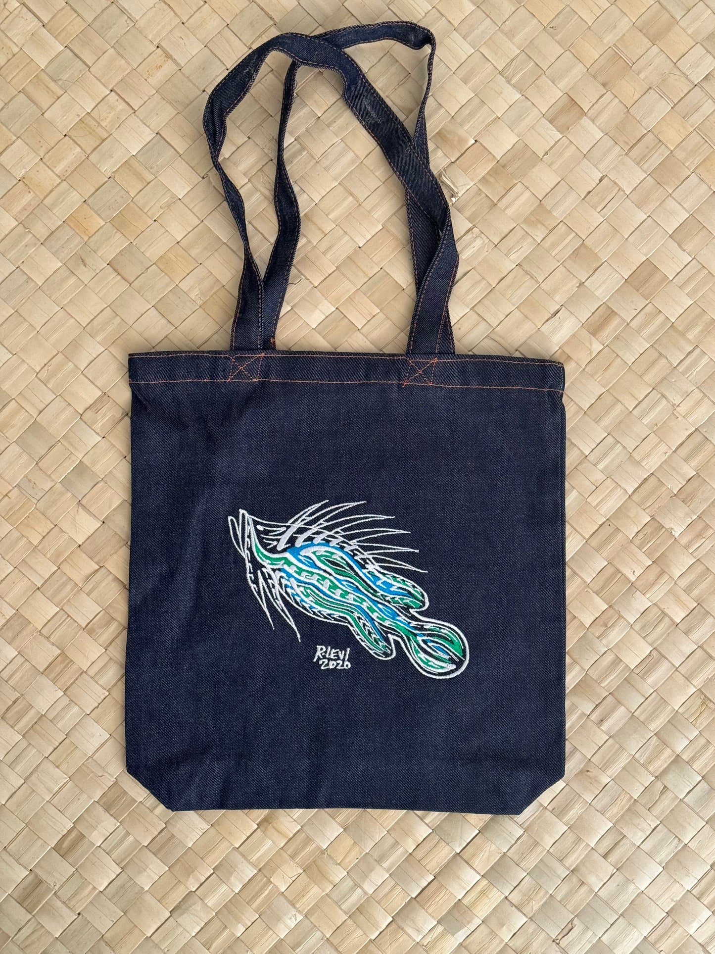 Denim bag with Image (Cockatoo left only)