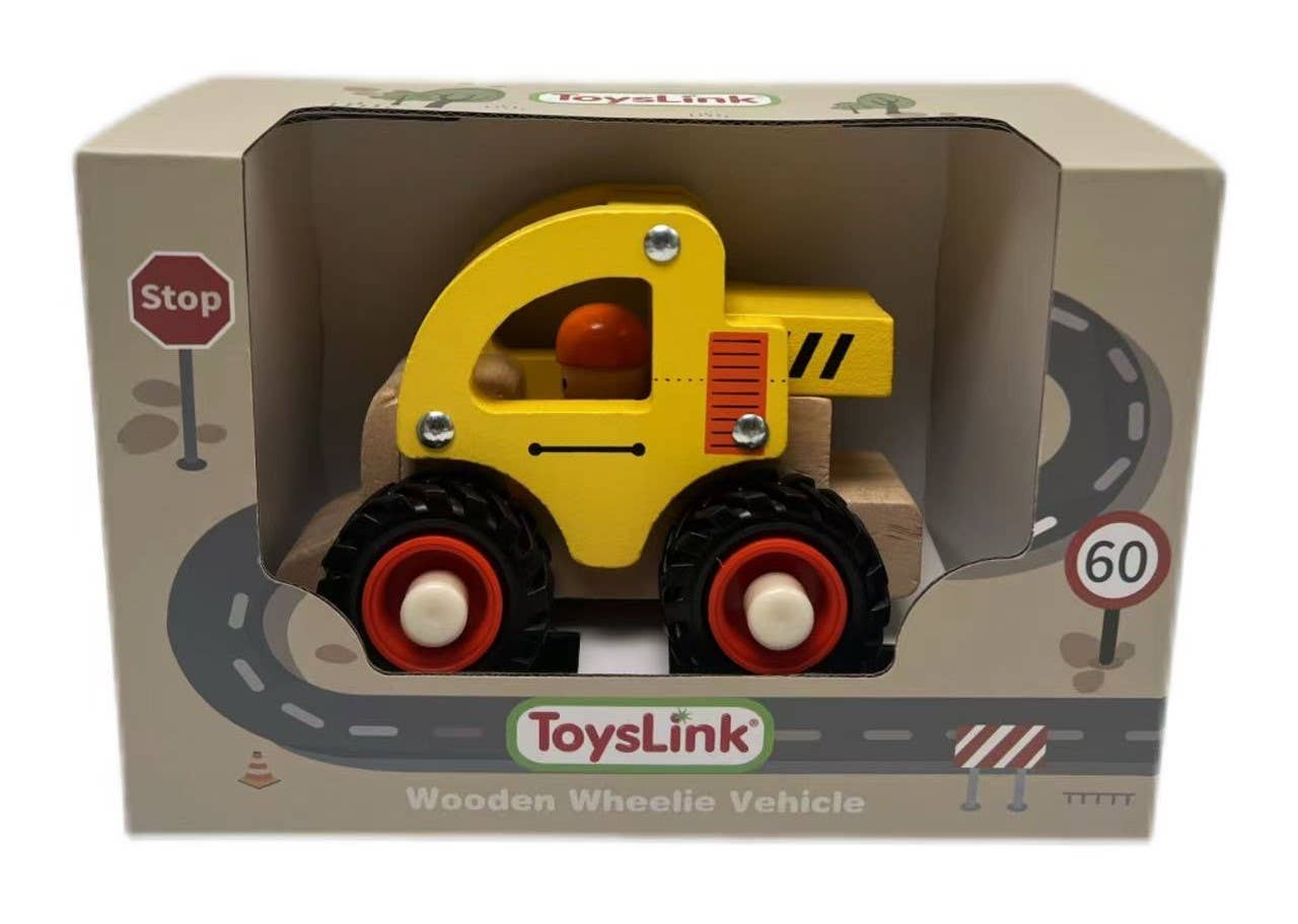 Wooden Wheelie Bulldozer Toy Car