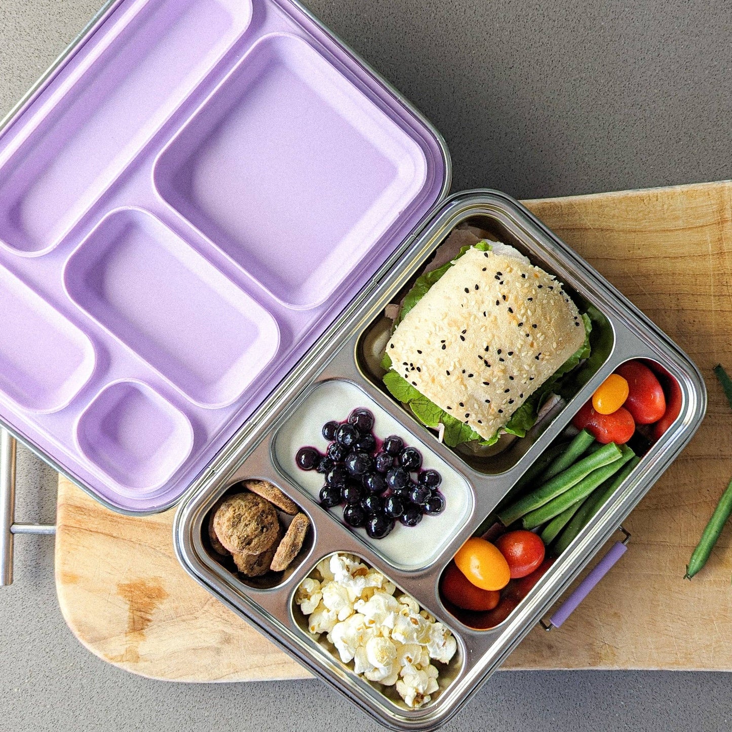 Bento Box 5 - Stainless Steel - Leak Proof: Blueberry