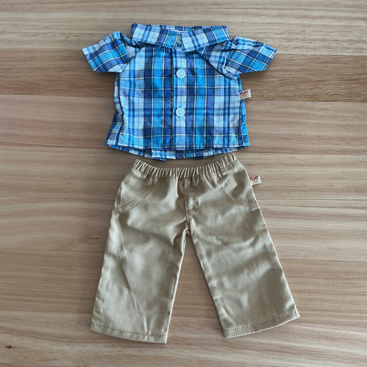 Puppet Clothing Mustard Pants and Short Sleeved Check Shirt