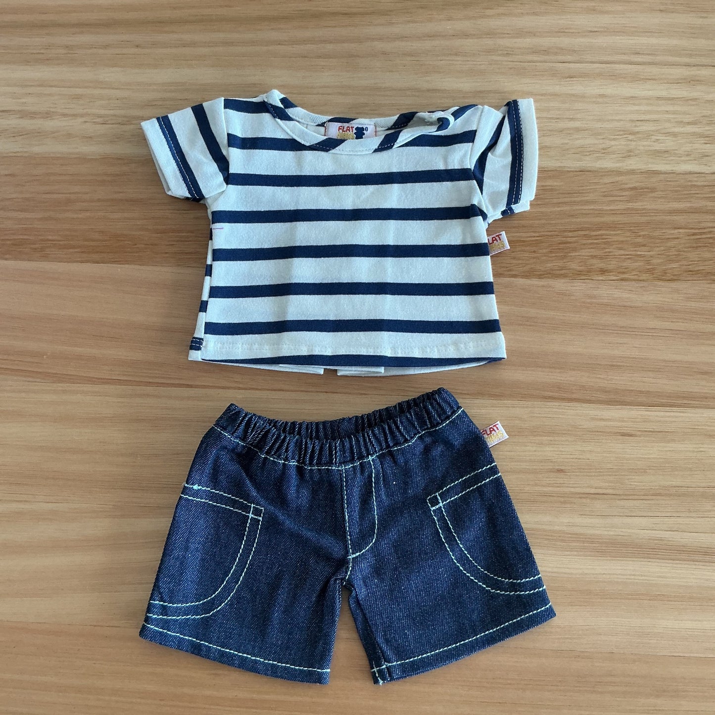 Puppet Clothing Blue Stripe Shirt Denim Shorts