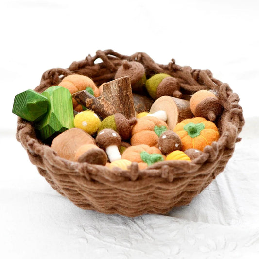 Chocolate Coloured Felt Weave Basket