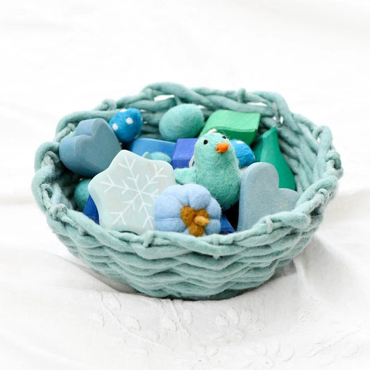 Light Blue Felt Weave Basket