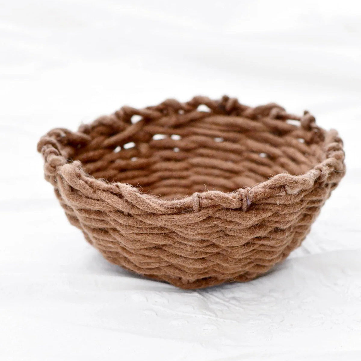 Chocolate Coloured Felt Weave Basket