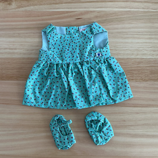Puppet Clothing Green Floral Dress & Matching Shoes