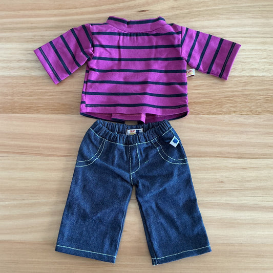 Puppet Clothing Purple Long Sleeve Shirt with Denim Jeans